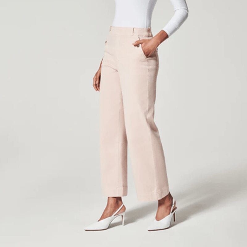 Women Stretch Tummy Control Twill Cropped Wide Leg Pant (BUY 2 FREE SHIPPING)