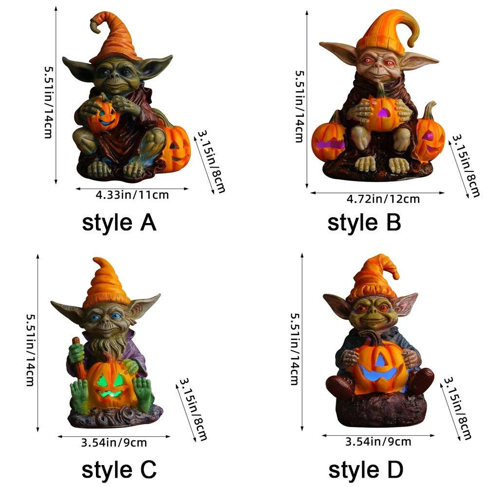 Ghoulie Halloween Resin Statue with Pumpkin Lamp - BUY 1 GET 1 FREE