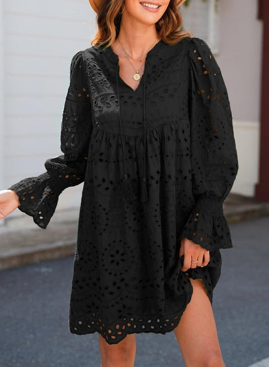 2025 New Arrival- Casual Eyelet Lace Dress for Women