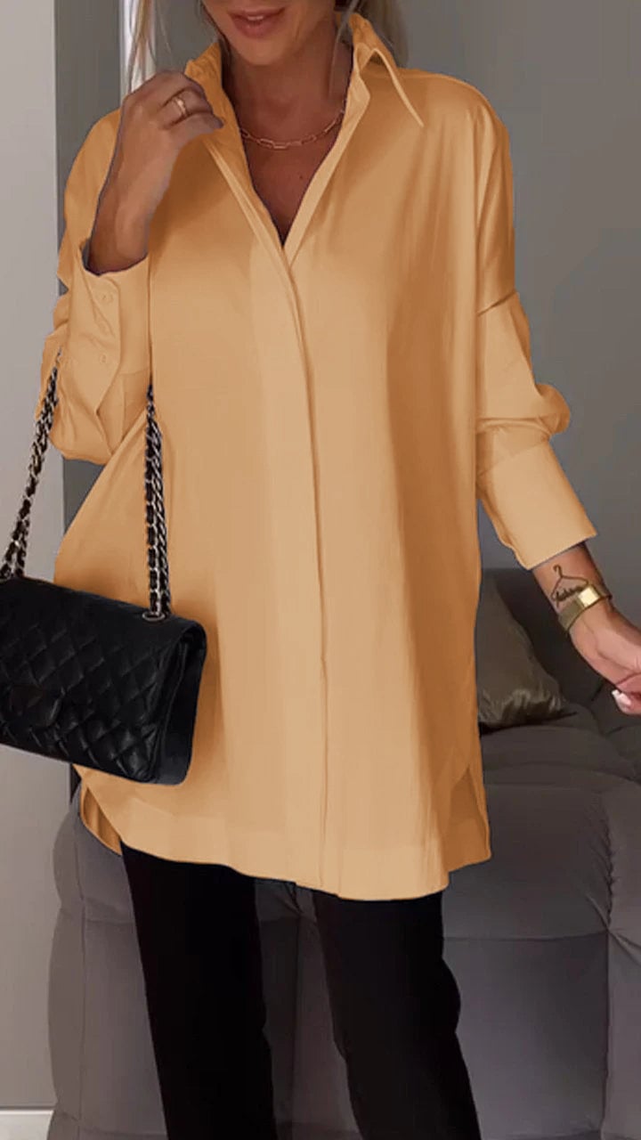 Lapel Slit Shirt-buy 2 free shipping