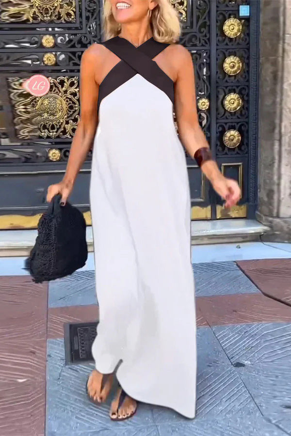 Women Cross Backless Sleeveless Dress