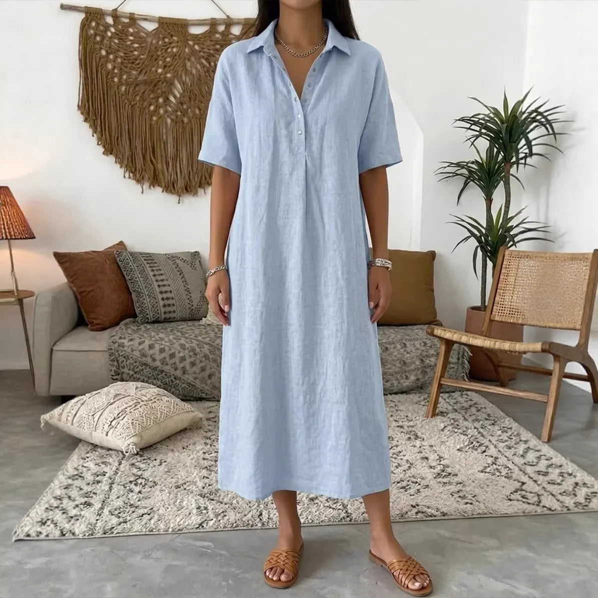✨Women's Cotton Linen Polo Dress
