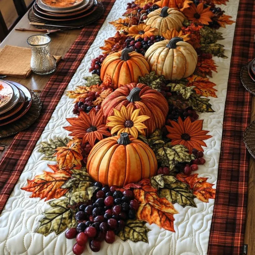🍽️Quilted Table Runner with Vivid 3D Design