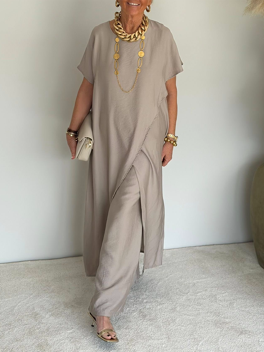 💃Women's Casual Retro-Style Comfortable Loose-Fit Asymmetrical Two-Piece Set