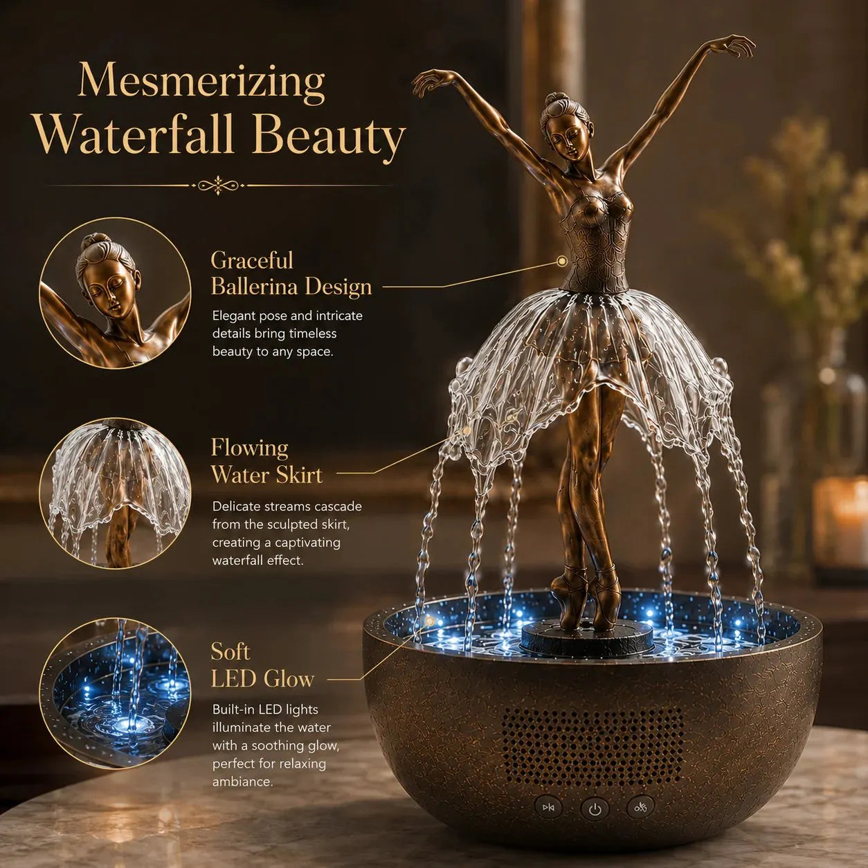 💃🩰Elegant Ballet Dancer Desktop Fountain