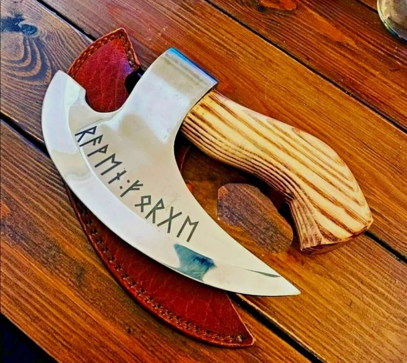 Handmade Pizza Cutting Axe-Free Leather Case