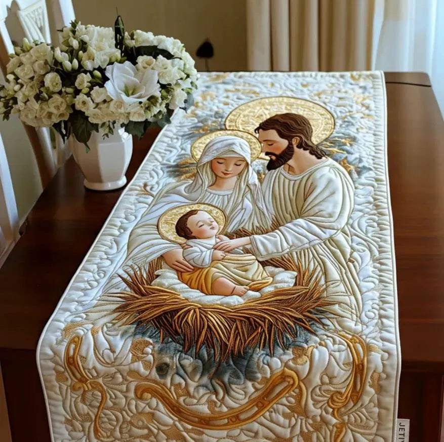 🍽️Quilted Table Runner with Vivid 3D Design