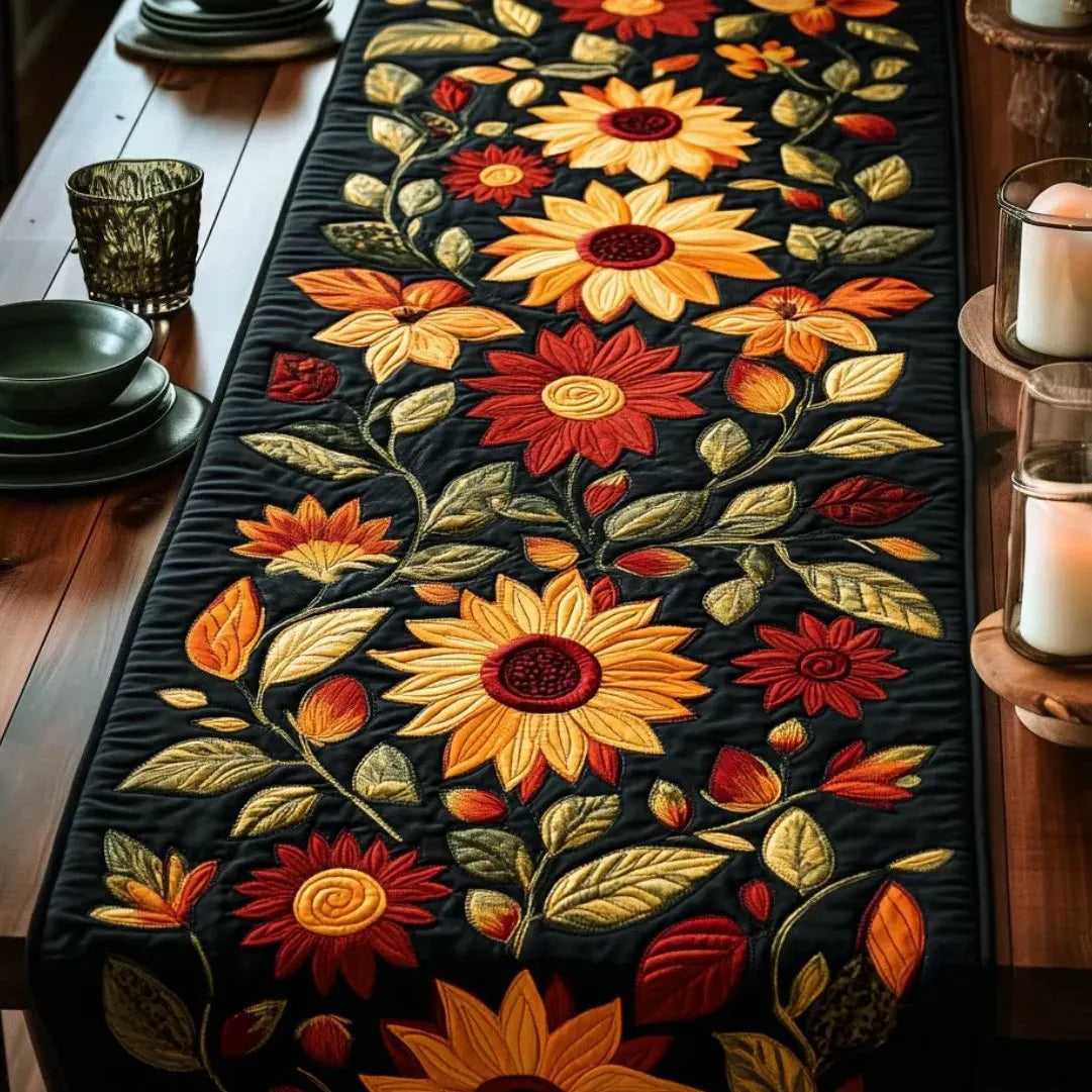 🍽️Quilted Table Runner with Vivid 3D Design