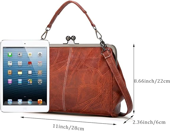 💼Elegant Waterproof Women’s Leather Kiss-Lock Tote Handbag