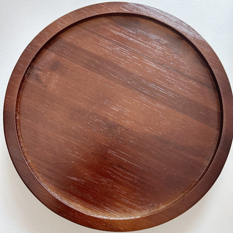 Natural Solid Wood Round Sofa Tray