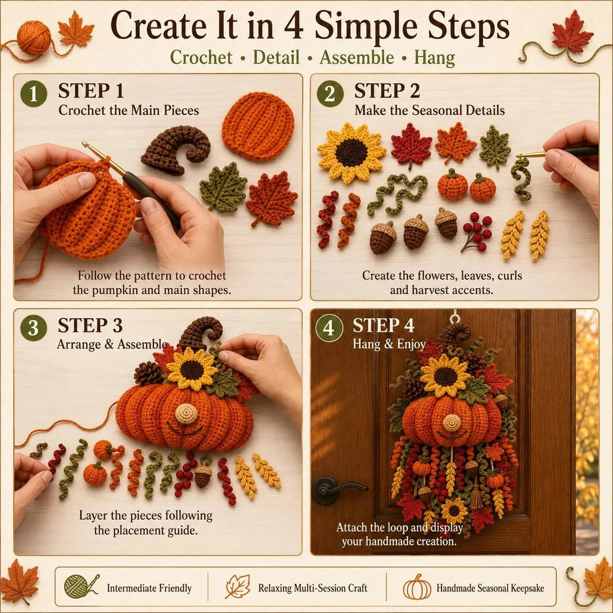 🧶DIY Seasonal 3D Crochet Door Hanger Kit Collection| Includes Accessories and Detailed Tutorials
