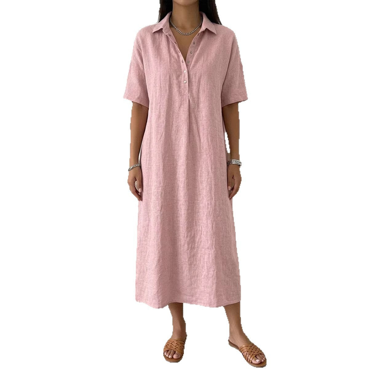 ✨Women's Cotton Linen Polo Dress