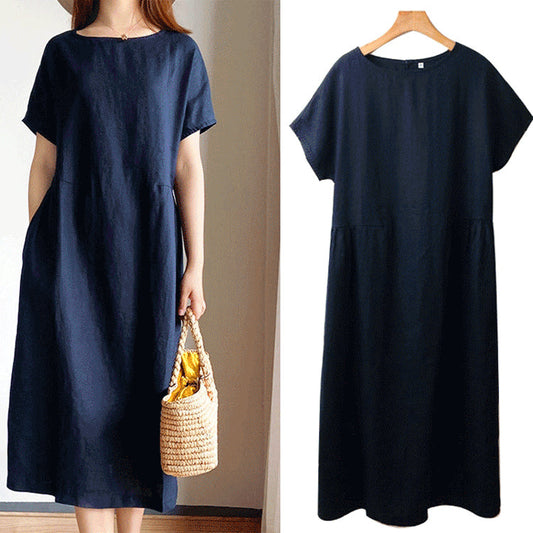 Japanese Style Linen Cotton Dress(50%OFF)