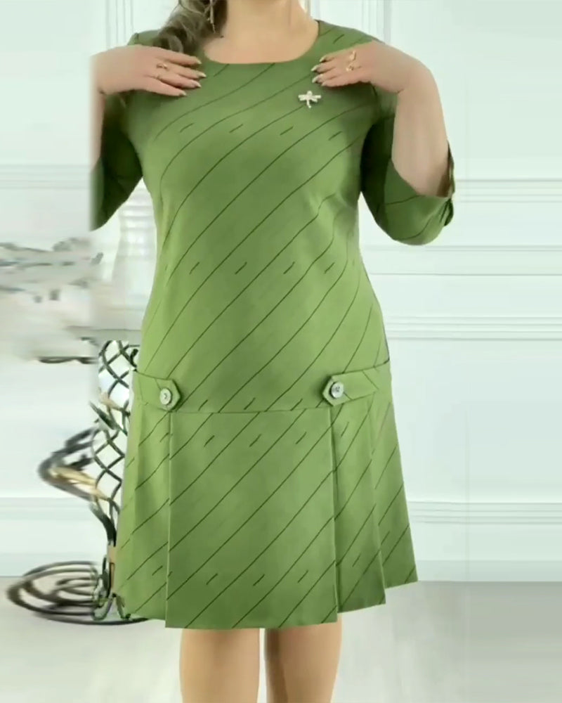 Elegant Round Neck Print Dress