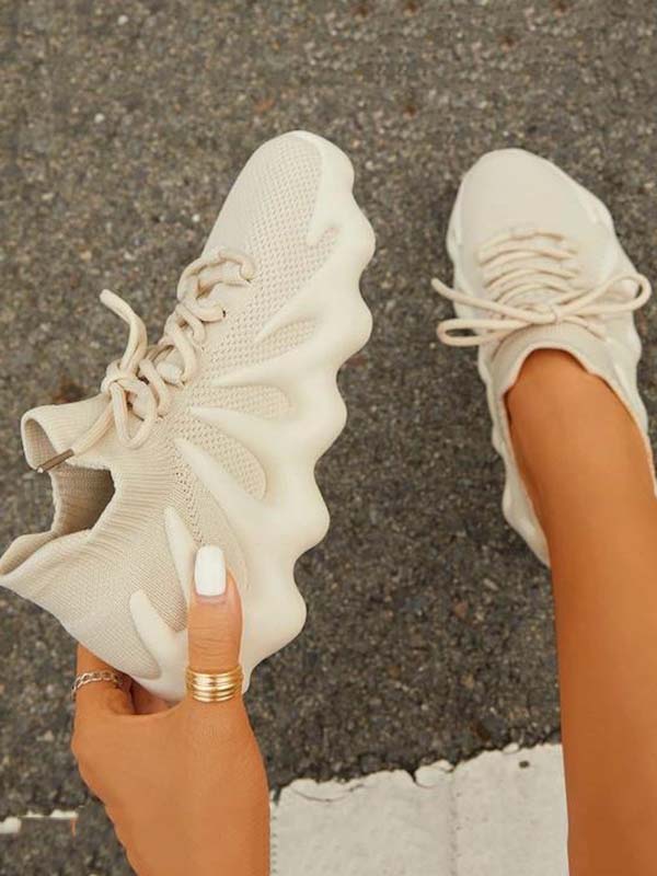 Lace-up Knit Breathable Sneakers