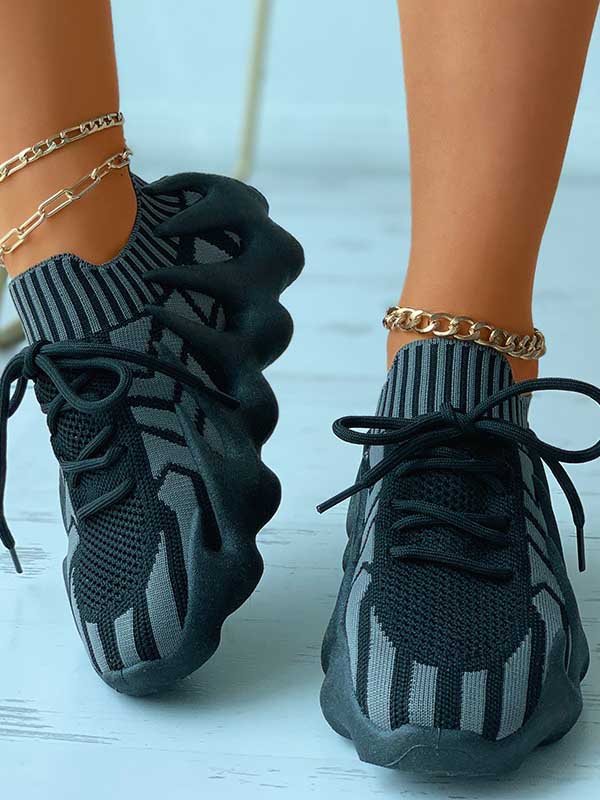 Lace-up Knit Breathable Sneakers