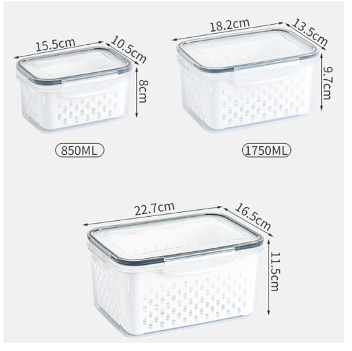 Household Transparent Plastic Food Storage Box, Including A Drain Basket