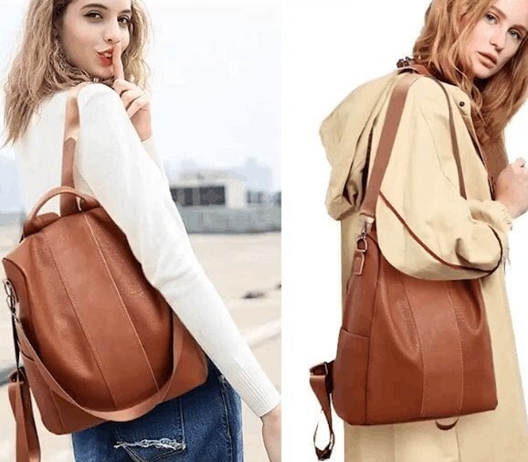 Leather Ladies Anti-Theft Backpack