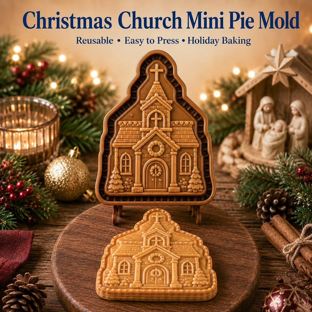 ✝️ Faith & Nativity Christmas Mini Pie Mold Collection-Faith‐Filled Holiday Baking
