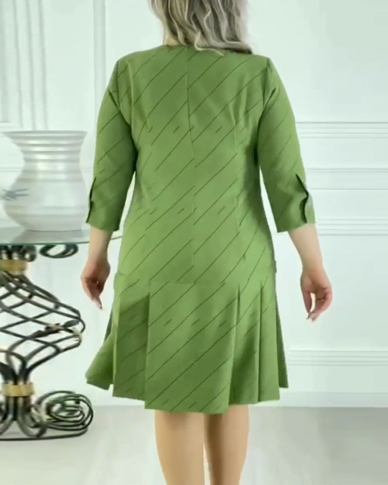 Elegant Round Neck Print Dress