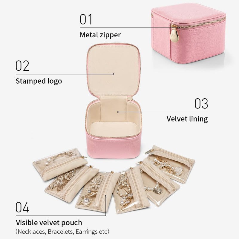 🎁Portable Jewelry Box for Earrings Necklace Rings