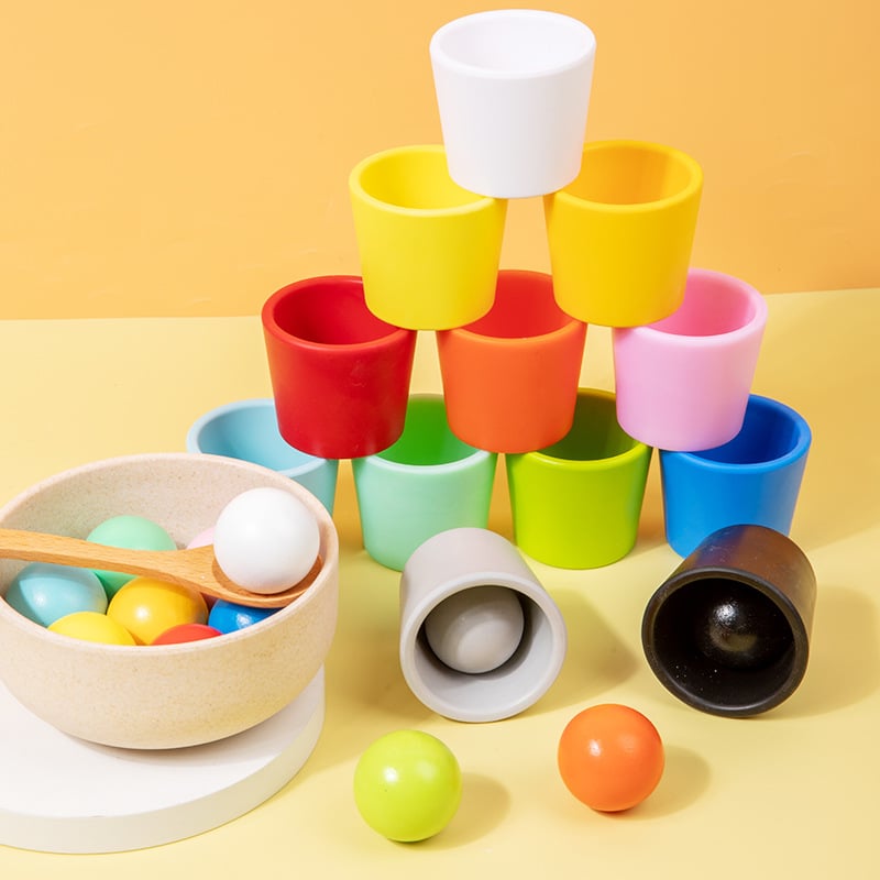 Rainbow Balls in Cups Toddler Montessori Toys
