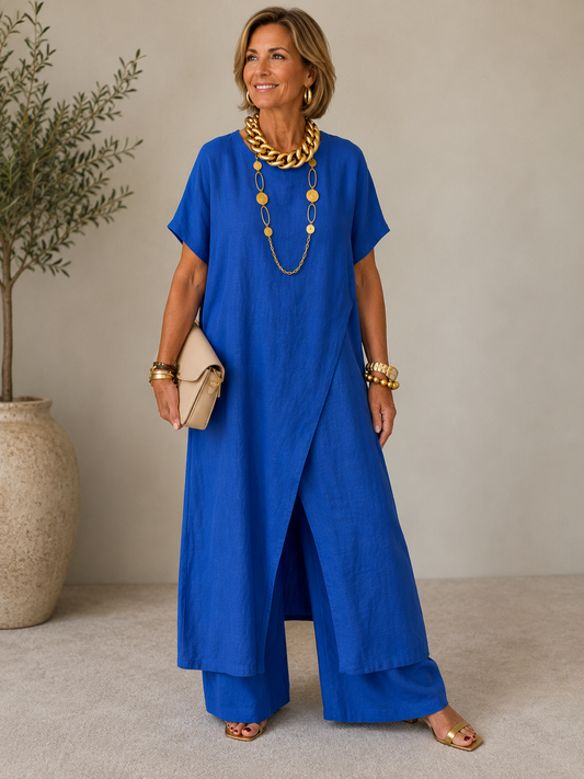 💃Women's Casual Retro-Style Comfortable Loose-Fit Asymmetrical Two-Piece Set