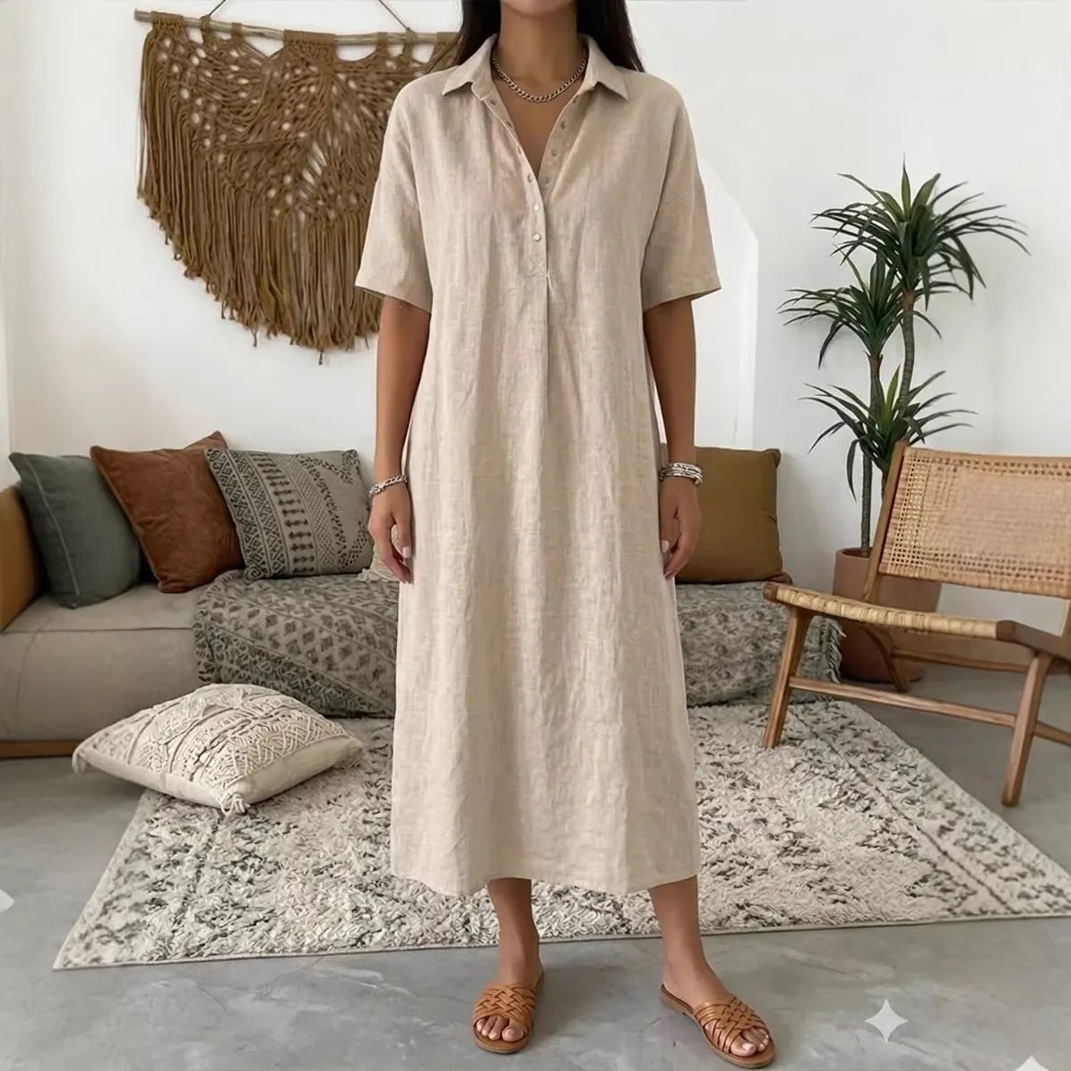 ✨Women's Cotton Linen Polo Dress
