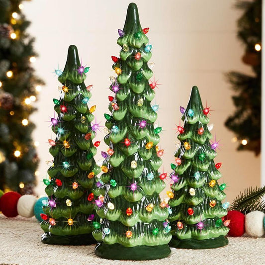 🎄Retro Hand-Painted Tabletop Christmas Trees with Timer