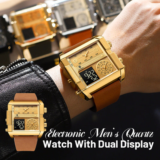 Electronic Men's Quartz Watch With Dual Display