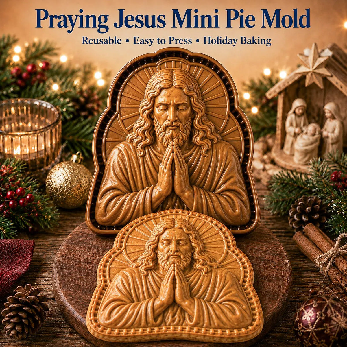 ✝️ Faith & Nativity Christmas Mini Pie Mold Collection-Faith‐Filled Holiday Baking