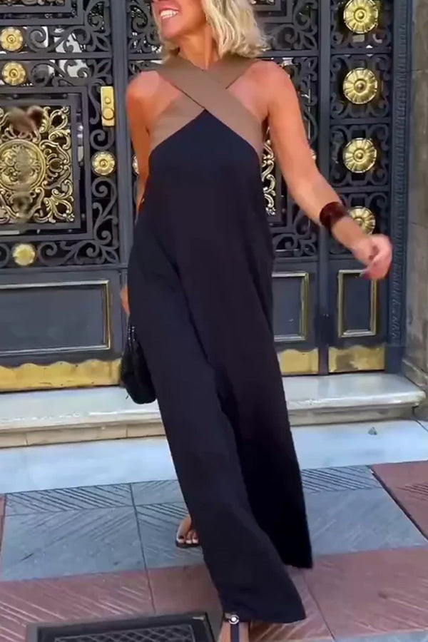 Women Cross Backless Sleeveless Dress