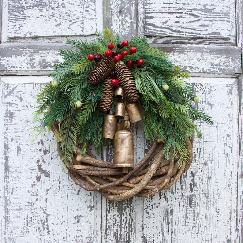 🔥Early Christmas Sale🍭Farmhouse Christmas Wreath Boho Wreath Holiday Wreath