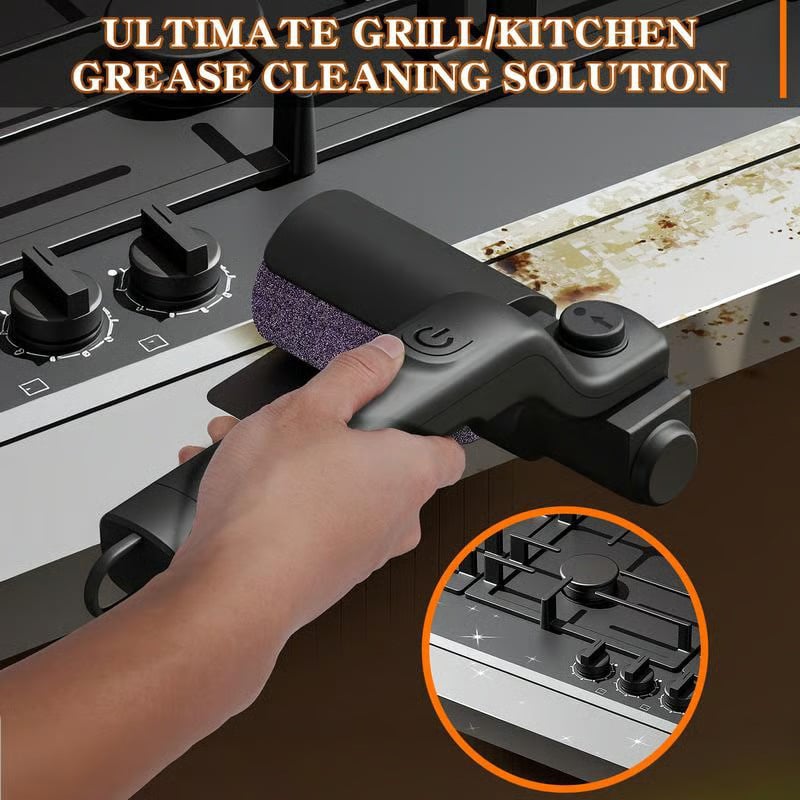 Electric BBQ Grill Brush Cordless and Rechargeable Stainless Steel Bristles,Two Cleaning Brushes,Adjustable Angle