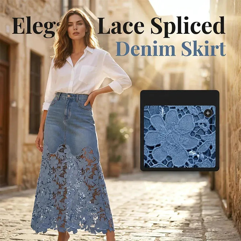 Elegant Slim-Fit Denim Skirt With Cut-Out Detailing