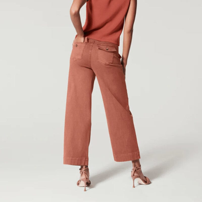 Women Stretch Tummy Control Twill Cropped Wide Leg Pant (BUY 2 FREE SHIPPING)