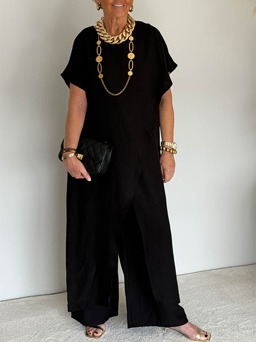 💃Women's Casual Retro-Style Comfortable Loose-Fit Asymmetrical Two-Piece Set