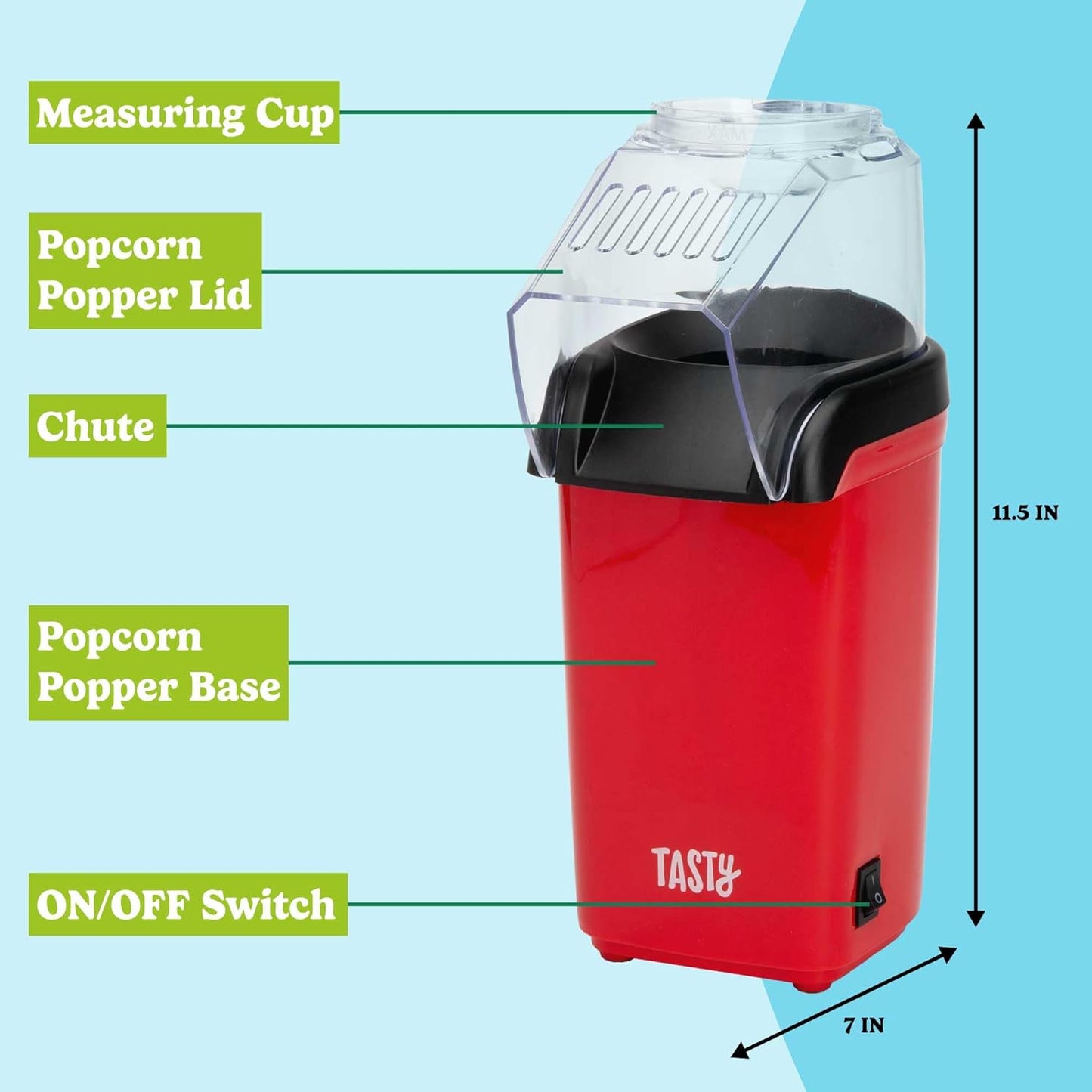 Hot Air Popcorn Popper, Healthy And Delicious Popcorn In Minutes