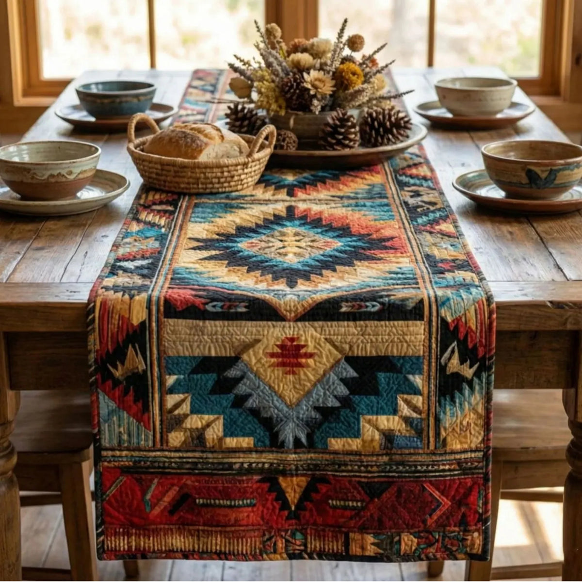 🍽️Quilted Table Runner with Vivid 3D Design