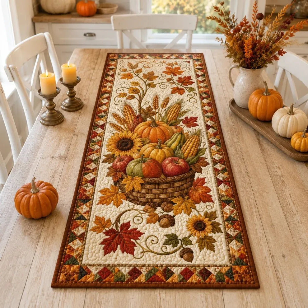 🍽️Quilted Table Runner with Vivid 3D Design