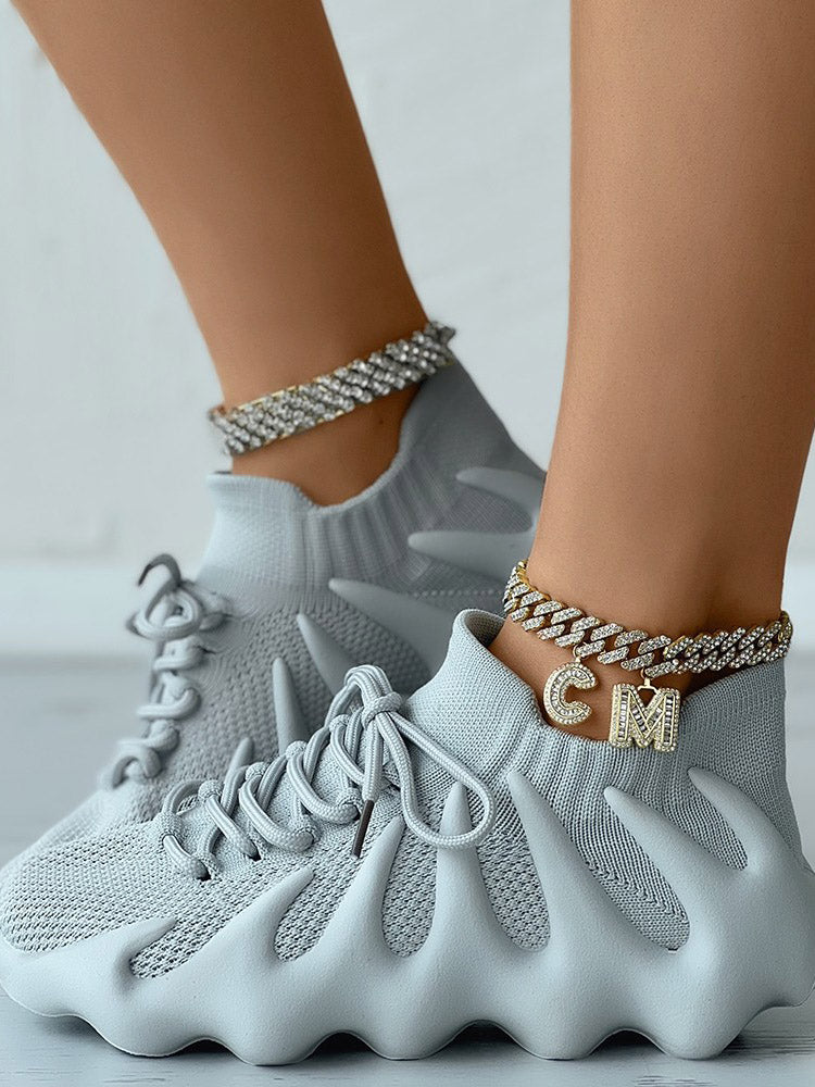 Lace-up Knit Breathable Sneakers