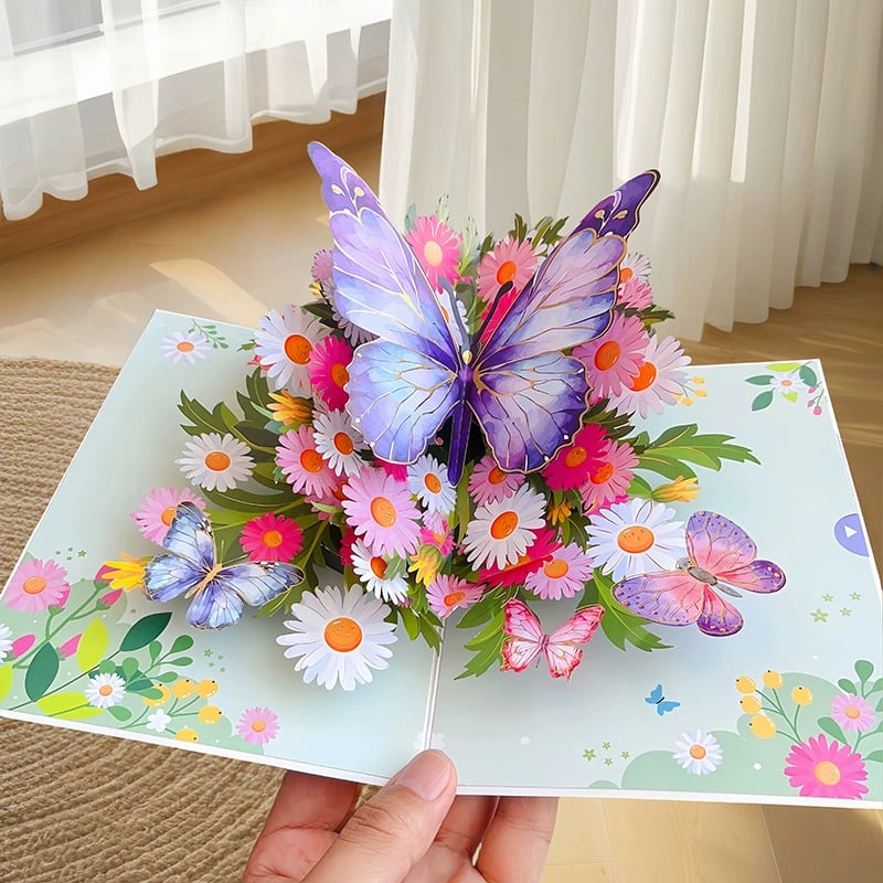 🦋3D Butterfly And Daisy Pop-Up Card