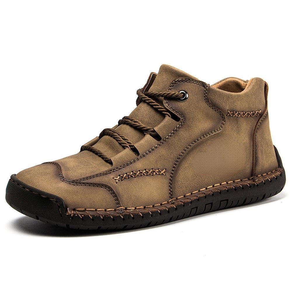 Men Vintage Microfiber Leather Hand Stitching Soft Ankle Boots