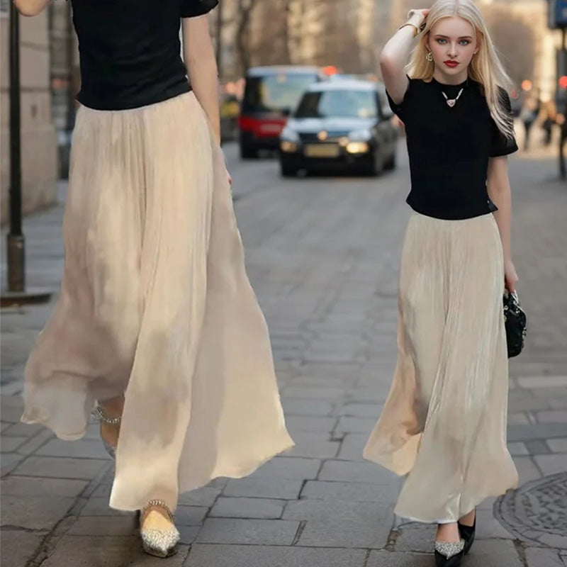 👗Glazed Ice Silk Floor-Length Wide-Leg Culottes