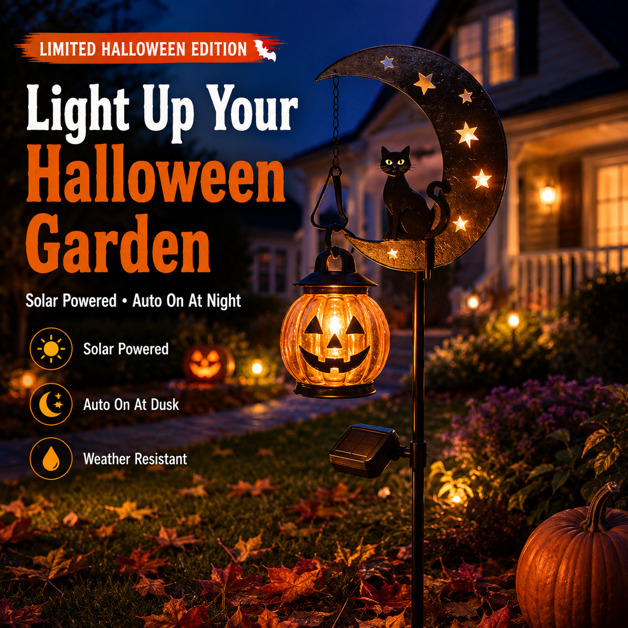 🎃 Halloween Early Bird Sale 🎃 49% OFF Pumpkin Moon Garden Stake Light