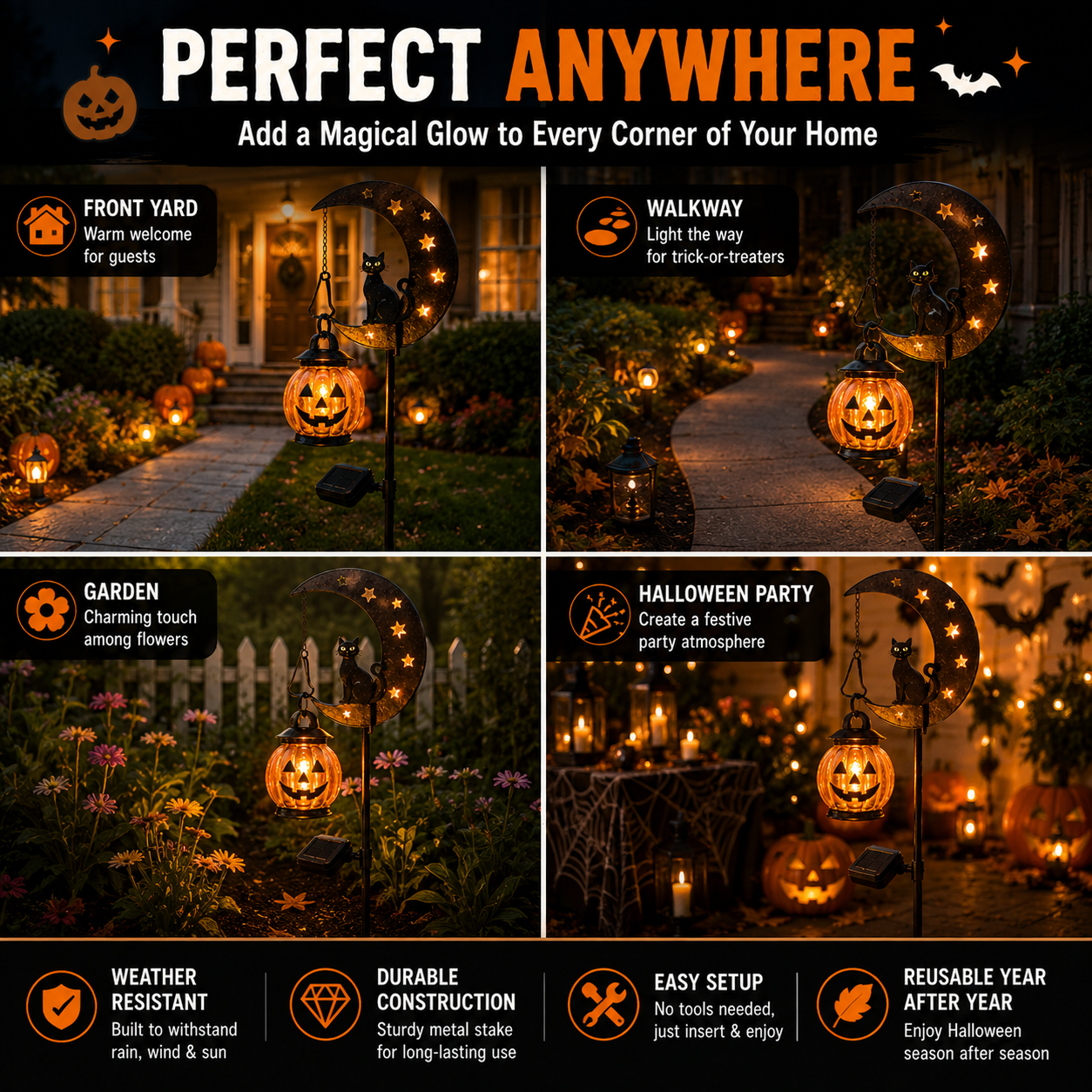 🎃 Halloween Early Bird Sale 🎃 49% OFF Pumpkin Moon Garden Stake Light