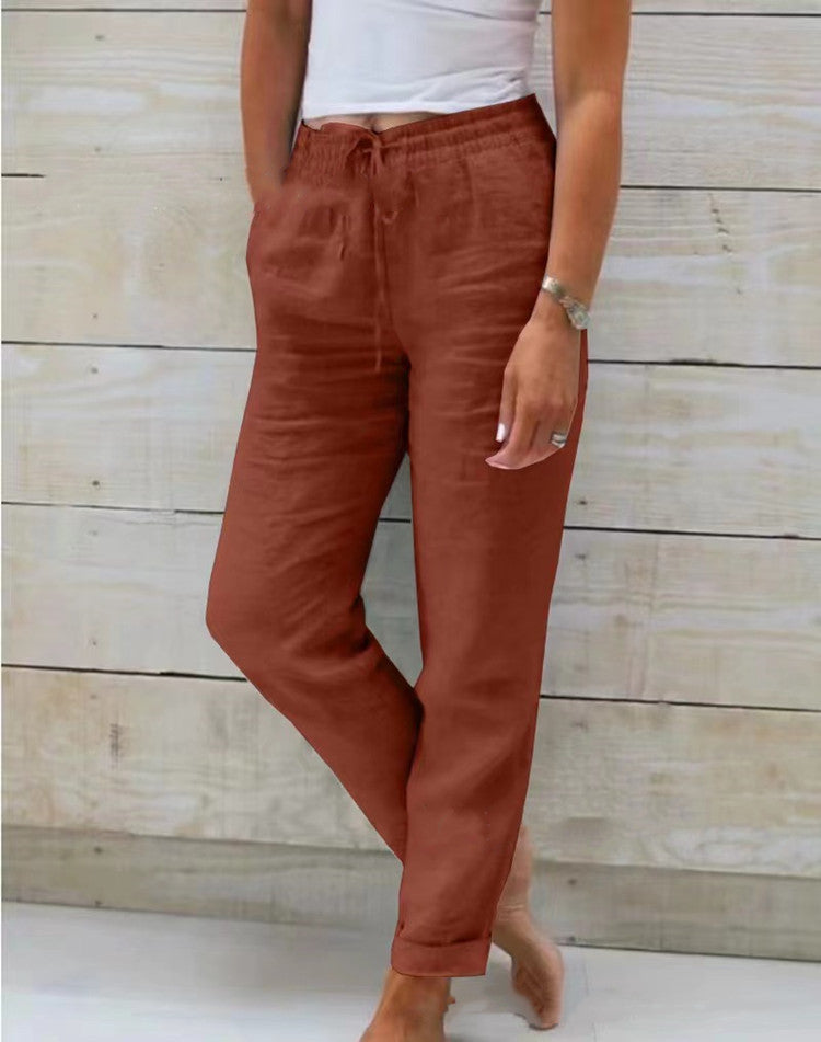 🌸Women's Elastic-Waist Cotton-Linen Casual Pants