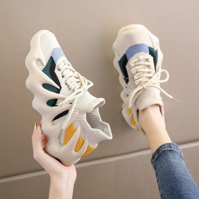 Lace-Up Knit Breathable Sneakers