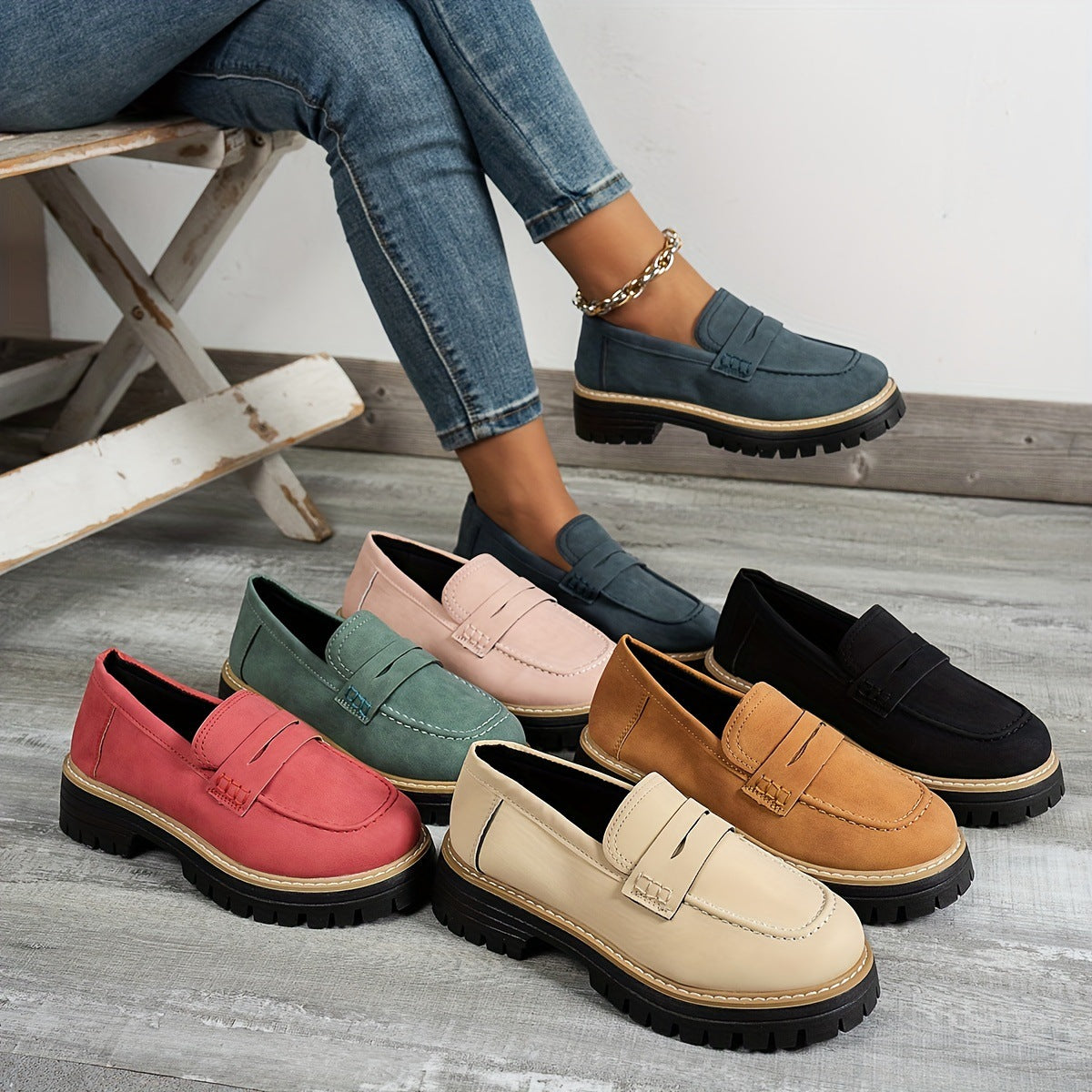 Women's Platform Comfortable Slip-On Loafers