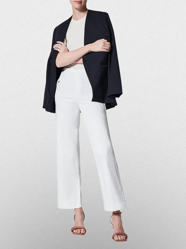 Women Stretch Tummy Control Twill Cropped Wide Leg Pant (BUY 2 FREE SHIPPING)